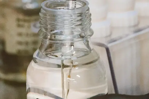 Ethanol bottle close up